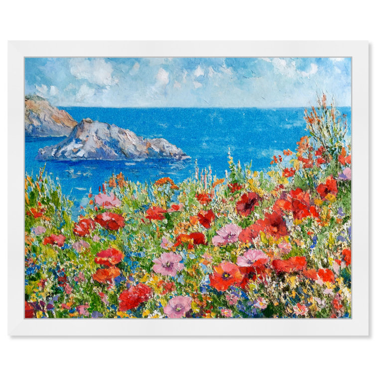 Oliver Gal Sea And The Poppies Water Flowers Landscape Modern Blue